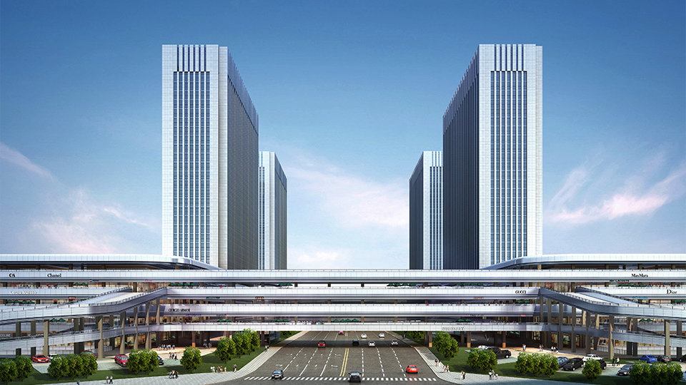 中国（中部）岳塘国际商贸城星域森林直播生态小镇全景基地航拍视频